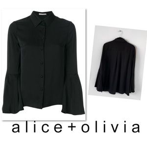 Alice + Olivia Tops - Alice + Olivia Myrtle Trumpet Sleeve Silk Blouse L Alice + Olivia Tops - Alice + Olivia Myrtle Trumpet Sleeve Silk Blouse L
